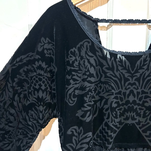 Free People Fortune Teller Black Velvet Lace Babydoll Tunic Witchy Fairy XS - Picture 7 of 13